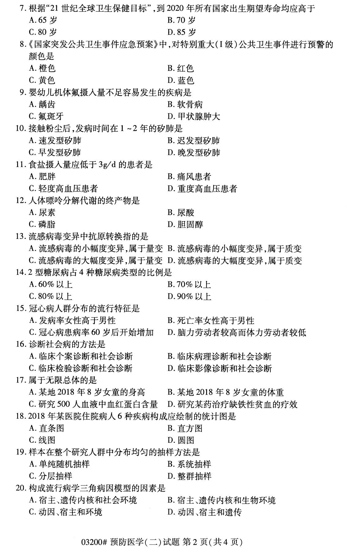 杭州自考本科備考資料：2020年8月自考03200預(yù)防醫(yī)學(xué)(二)試題1